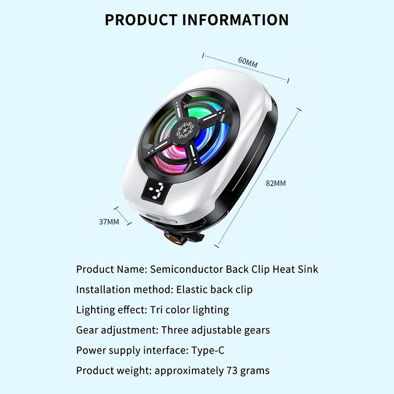 Polovodičový chladicí ventilátor na mobilní telefon Radiátor Zadní klip Pro Hry/Živé vysílání Chladič telefonu Pro Iphone Android Univerzální
