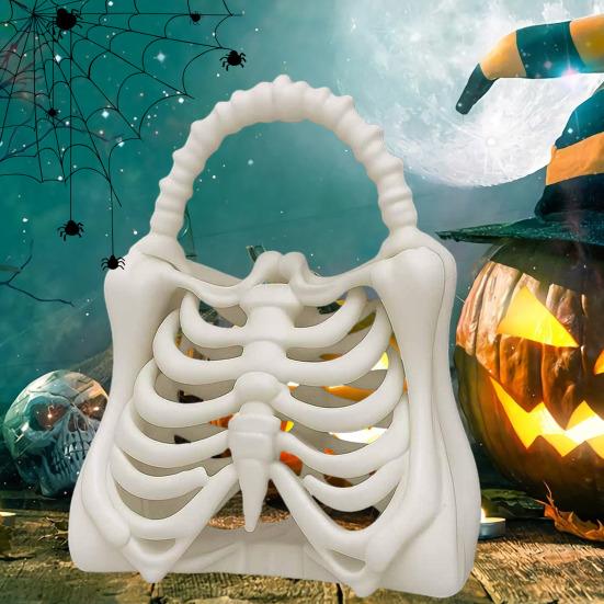 3D Tištěná Taška Kostra Halloween Gotická Peněženka Kostra Strašidelná Kabelka Hrudní Koš Anatomický Temný Estetický Doplněk