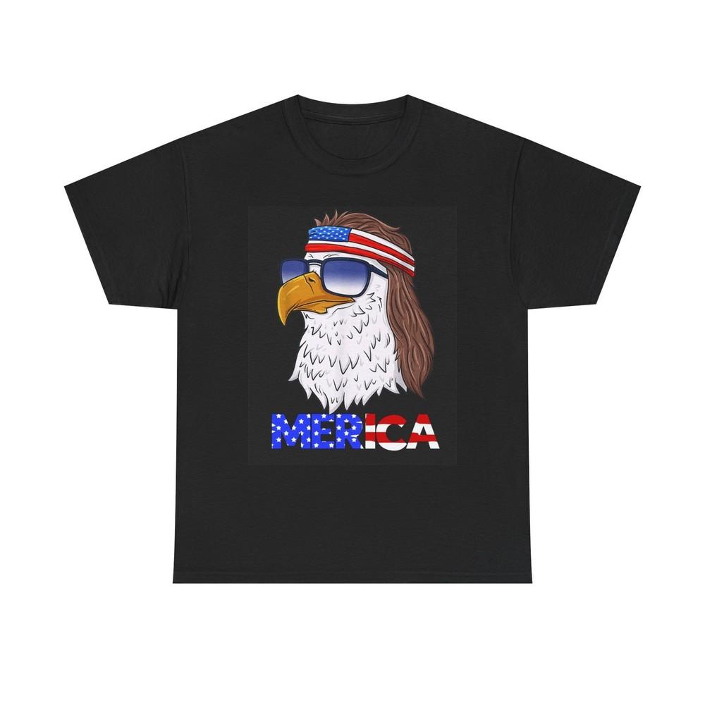

MERICA Graphic T Shirt Bald Eagle Mullet Funny Unisex Heavy Cotton Tee 2XL
