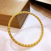 Vietnamese Gold-Plated Twisted Bangle: Classical Wedding Dowry Jewelry