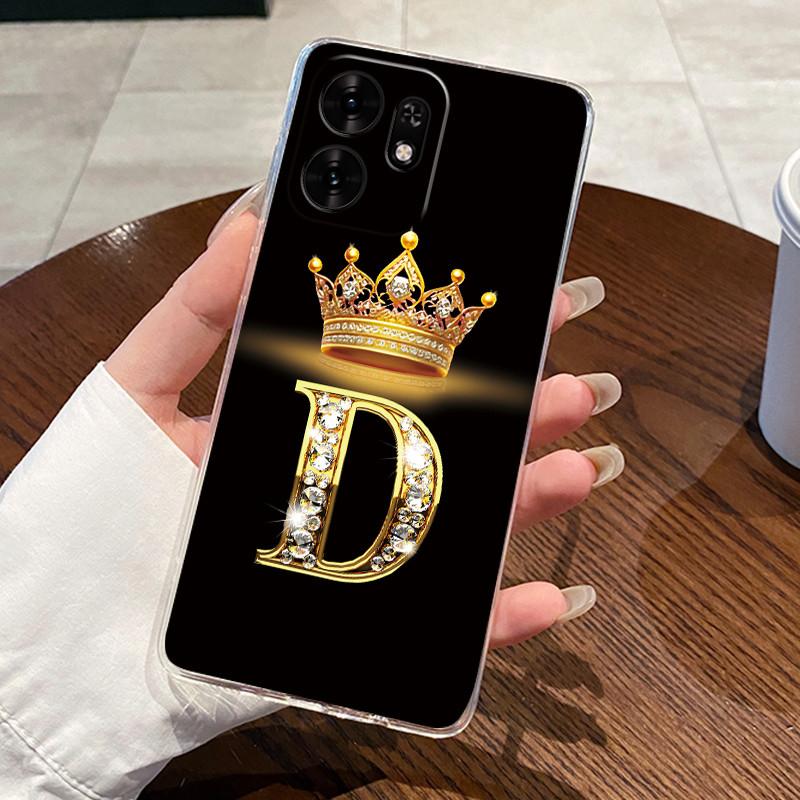Fashion Initial Letter Crown Couple Case For Honor Play 60A 5G / Honor X6d 5G Transparent TPU Silicone Shockproof Soft Casing
