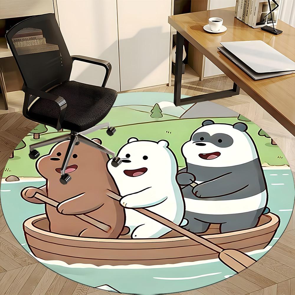 1pc We Bare Bears Friends Office Round Area Rug, Under Office Chairs Bedroom Living Room Home Decor a1022178