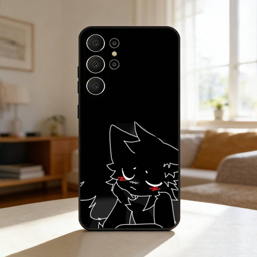 Cute B-Boykisser Phone Case For Samsung S26,S25,24,23,22,30,21,10,9,Ultra,Plus,Lite,FE Soft Black Case