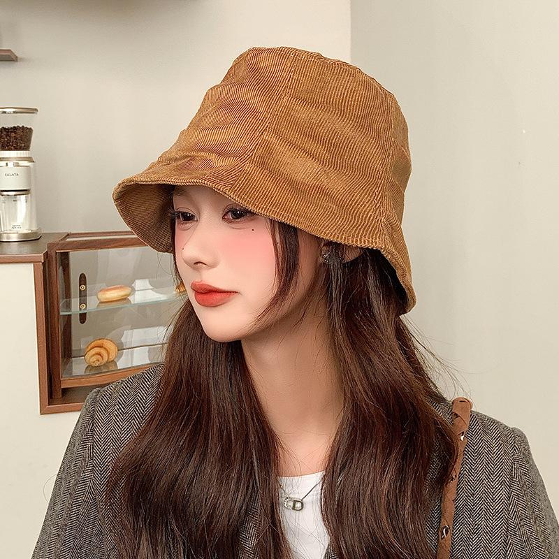 Autumn and Winter Japanese Style Retro All Match Bucket Hat with Big Head Circumference Showing Face and Small Basin Hat