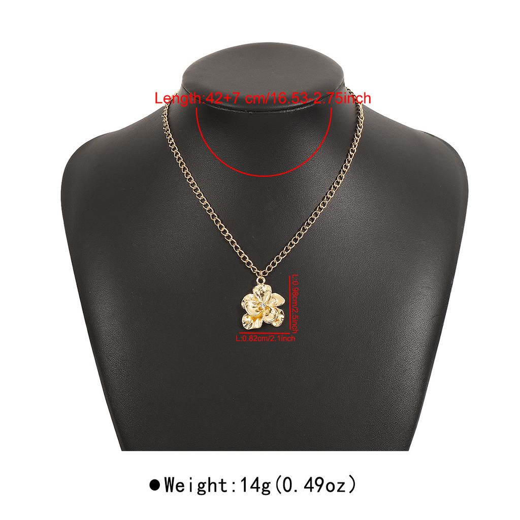 Women French Minimalist Design Metal Flower Stud Earrings Elegant Double Layer Flower Rhinestone Necklace Ring Jewelry