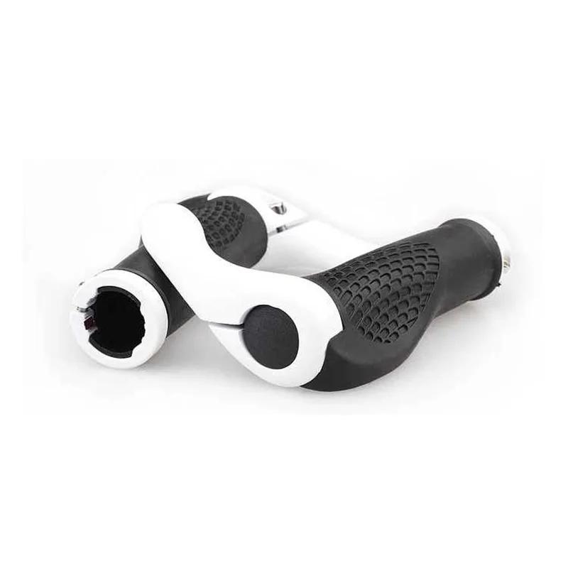 1 Pair Bicycle Handlebar Grip Ergonomic Anti Skid Lock on Handle Cover Aluminum Alloy Rubber Grips MTB Bike Accessories черный белый