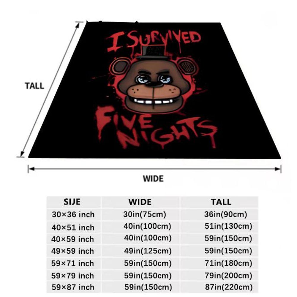 I Survived Five Nights Horror-Themed Cartoon Bear Blanket – Cozy Soft Fleece Throw with Unique Design, Perfect for Fans of Survi