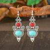 Vintage Earrings Silver Geometric Turquoise Drop Earrings Bohemian Dangle Jewelry for Women