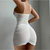 Ladies Sexy Lingerie Sexy Mesh Embroidered Suspender Skirt Thong Suit