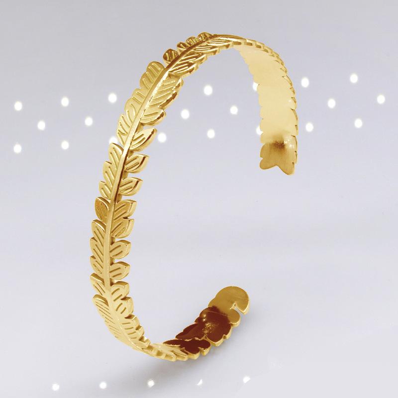 Trendy Stainless Steel Leaf Opening Bracelet Cuff Bracelets Bangles Gold/Silver Plated Bohemia Bangle For Women Fashion Jewelry