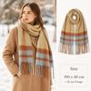 Tassel Fringe Plaid Wrap Soft Knit Long Scarf Elegant Winter Scarf  For Unisex