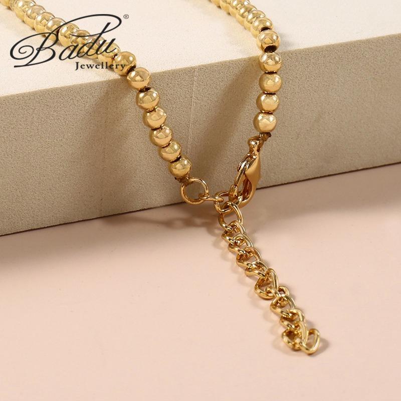 Womens Simple Fashion 3mm Alloy Beaded Bracelet