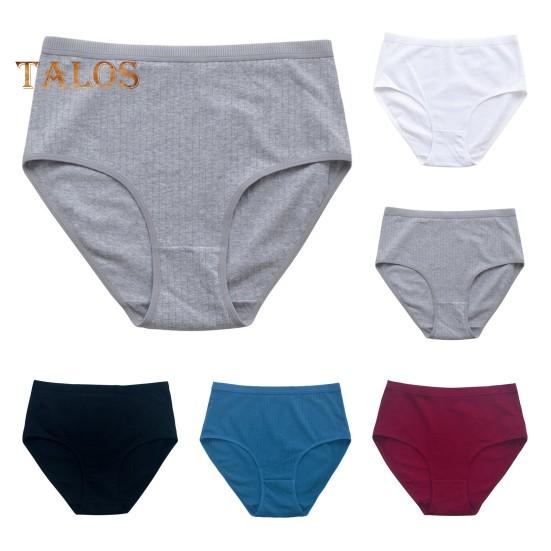High Waist Women Underpants Tummy Control Plus Size Knitted Solid Color Panties High Elasticity Cotton Briefs Full Butt Coverage Underwear