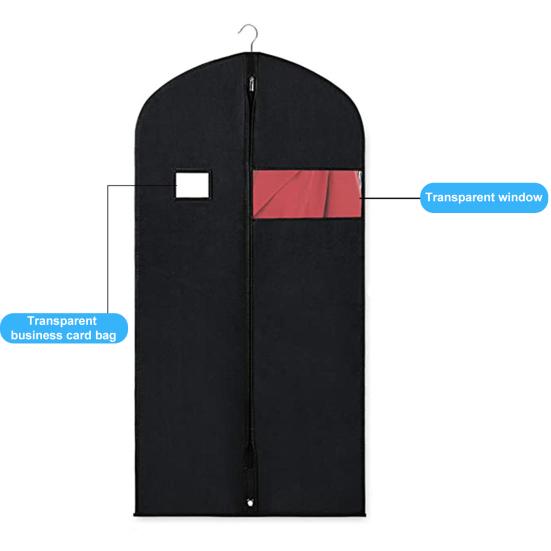 Garment Bag Business Card Holder Clear Window Dustproof Hanging Clothes Bag Non-Woven Fabric Closet Storage Coats Jackets Shirts