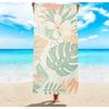Pastel Tropical Leaves Hibiscus Print Beach Towel, Large Microfiber Sand Free Quick Dry Towel For Beach Pool Camping Towels