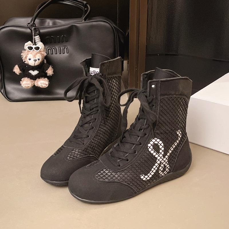 

Модная Удобная Дышащая Повседневная Кожаная Женская Спортивная Обувь Высокие Хоп Ботинки Летние Низкий Каблук Круглый Носок Резиновая Подошва Кроссовки 35 чёрный