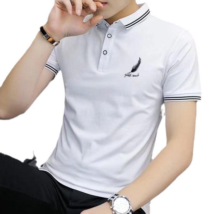 Herren Einfarbiges Poloshirt Kurzarm Slim Fit Freizeit T-Shirt