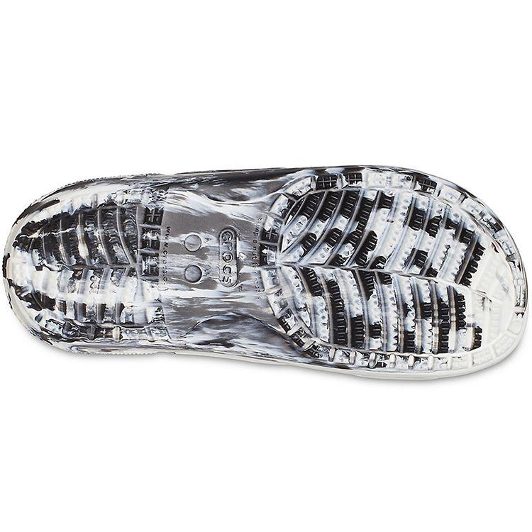 Crocs Classic Clog Marble Pattern Slip-On Sandals Unisex Footwear White Black 207701-103