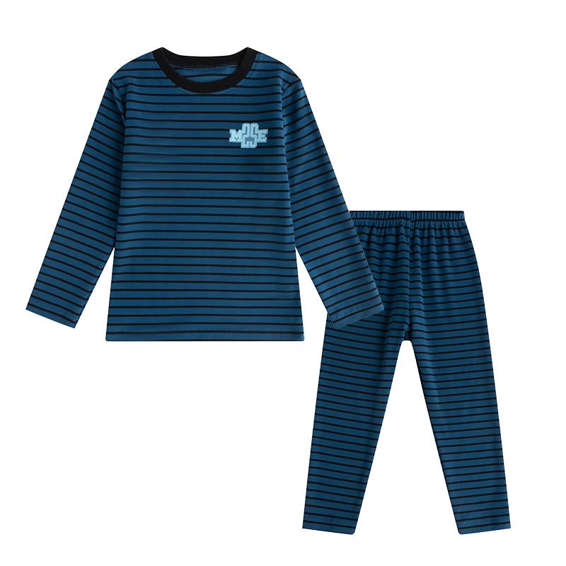 Little Elephant Ham Boys' 2025 Striped Winter Pajama Set