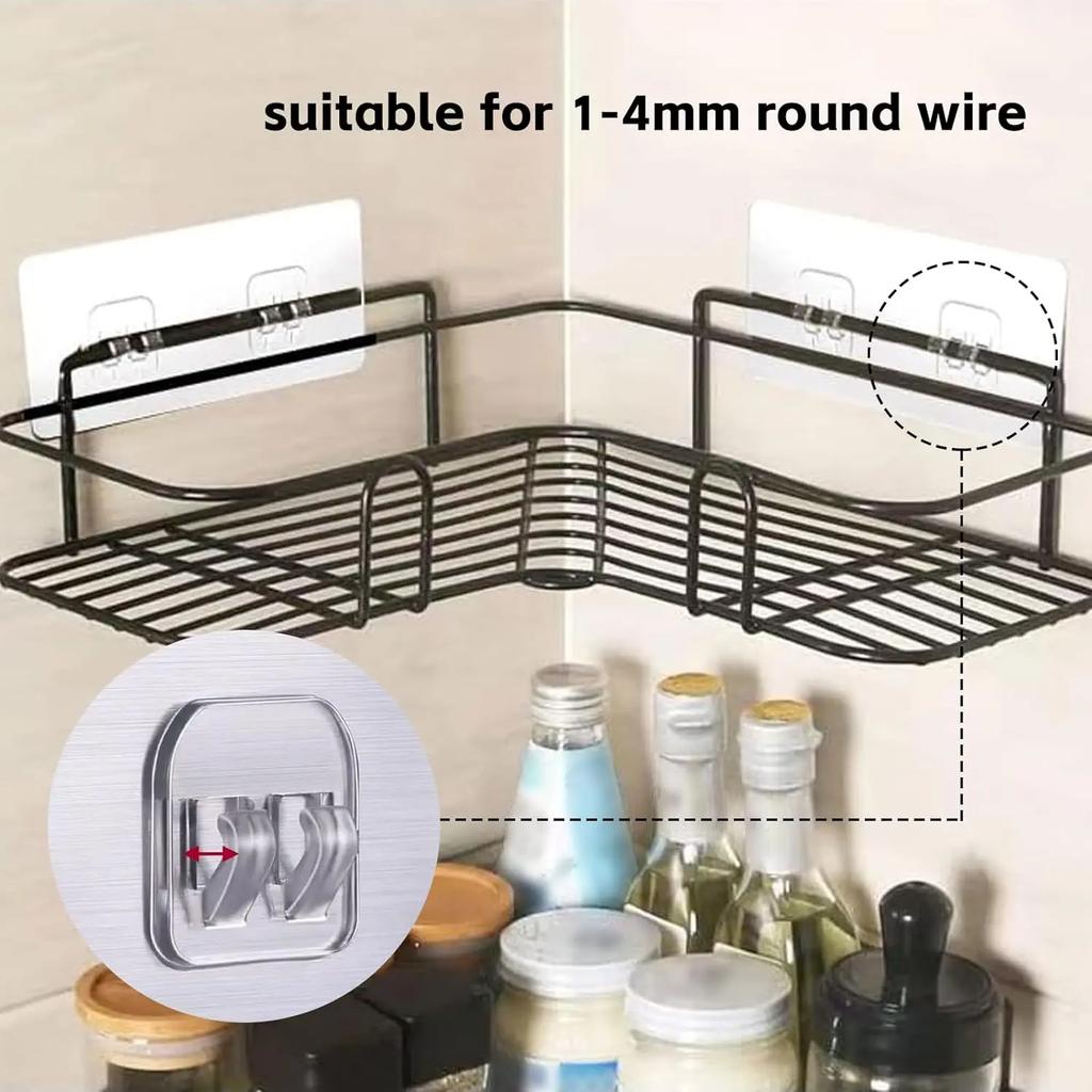 8pcs Shower Caddy Adhesive Sticker Hook Replacement Mount Hook Soap Dish Holder for Bathroom Basket Kitchen Strip Storage Shelve