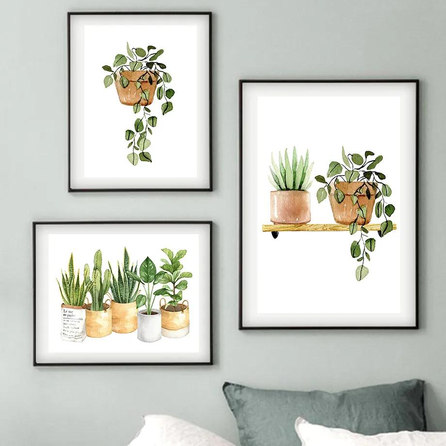 Cactus Tiger Pilan Monstera Green Plants Wall Art Canvas Painting Nordic Posters And Prints Wall Pictures For Living Room Decor