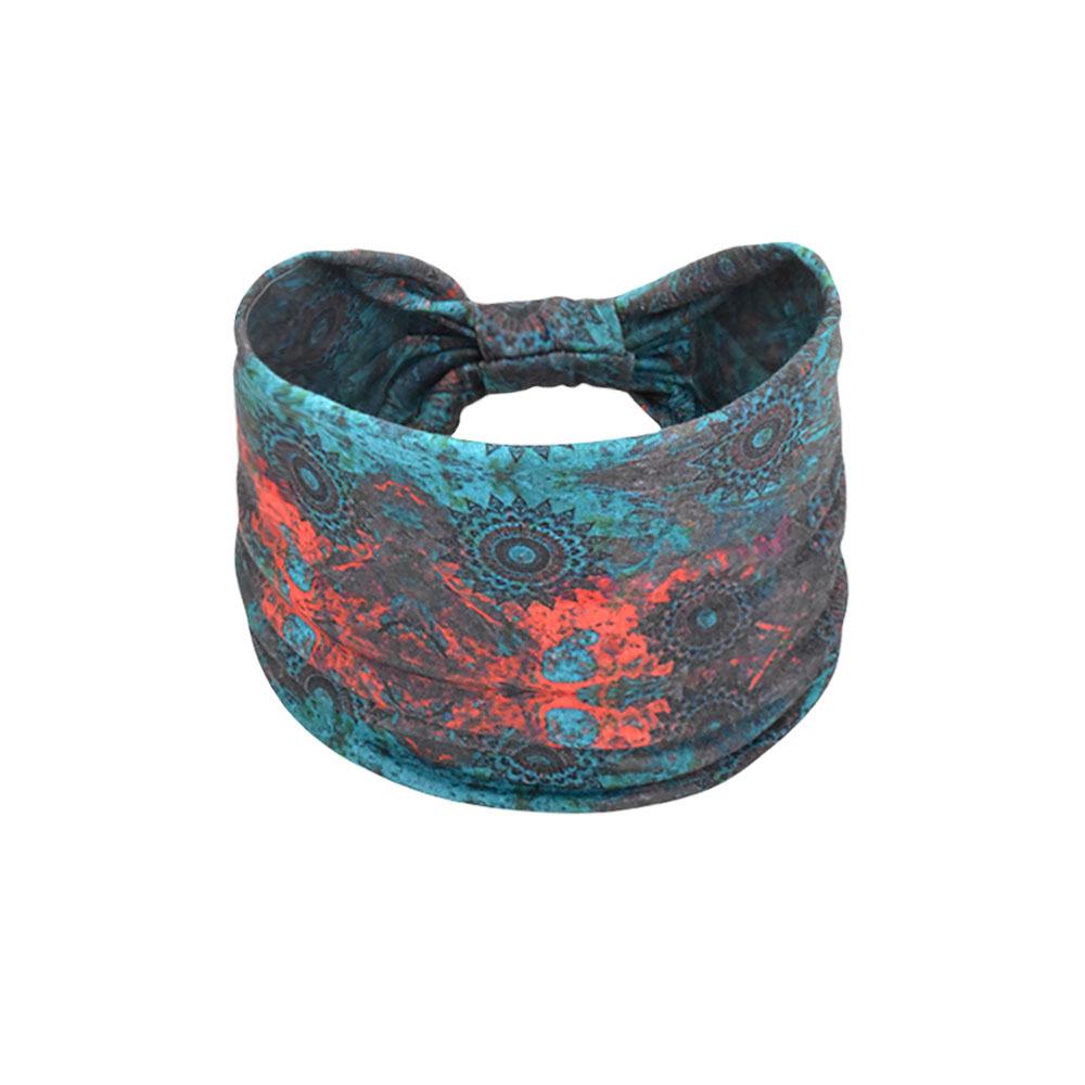 Women's Paisley Sport Yoga Headband - Sweat-Absorbing, Elastic Cotton, Bohemian Style