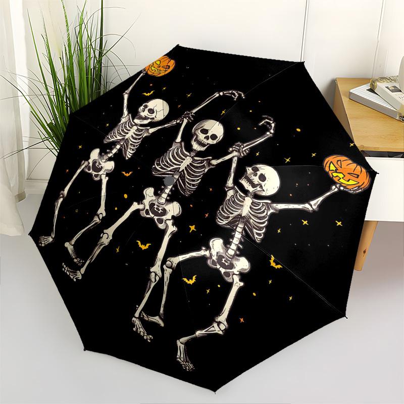 

Skeletons, Halloween- Automatic Umbrella, Four Seasons Portable Folding Umbrella, Suitable for Men and Women, Travel, Daily Compact Umbrella