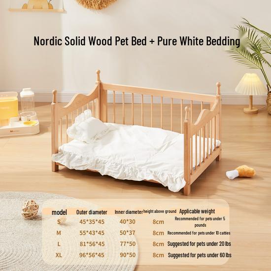 Four Seasons Removable Washable Wooden Doghouse Bed for Small to Medium Dogs