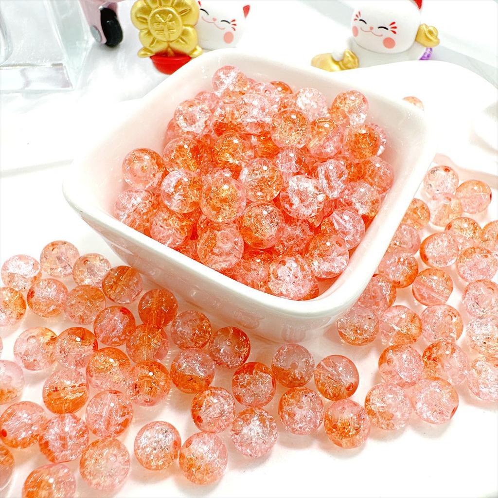 10mm Crackle Glass Round Beads, Loose Spacer Beads DIY Accessories for Bracelet Making 50pcs