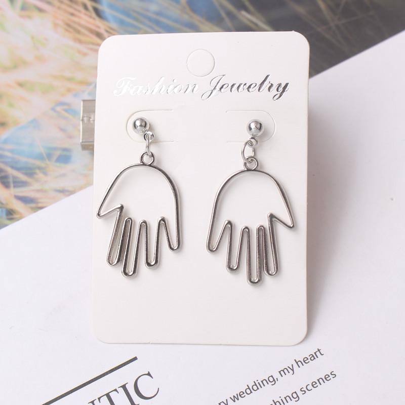 

New Punk Style Face Drop Earrings For Women Retro Abstract Hollow Statement Hand Metal Fashion Dangle Earring Zircon Wholesale