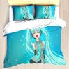 Hatsune Miku Anime Haus Schlafzimmer Komfort Nordisches Polyester Material Geeignet für Kinder und Erwachsene 3-teiliges Set