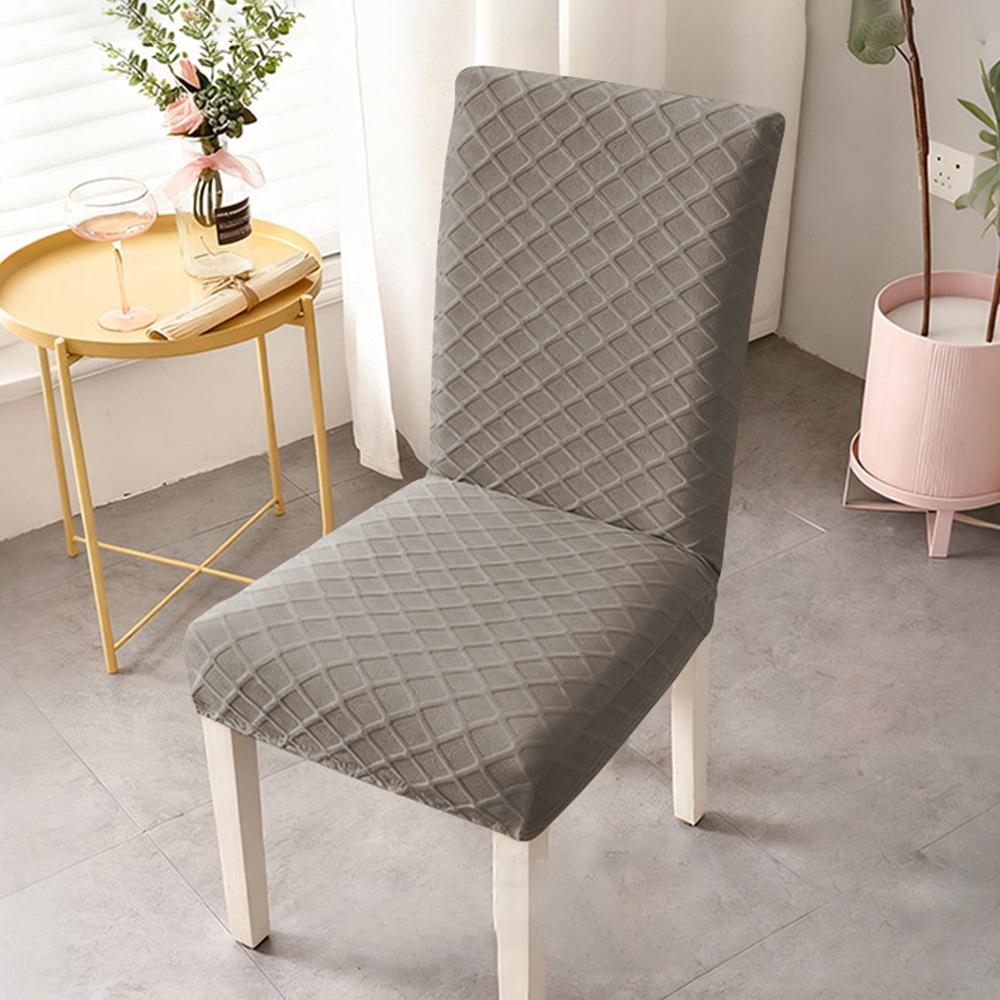 New Elastic Stretch Dining Chair Cover Dustproof Solid Color Jacquard Chair Cushion Cover Waterproof Chair Protectors Household