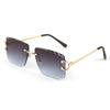 Fashion metal frameless trimmed sunglasses women's trend versatile street shot sun protection and UV protection sunglasses men