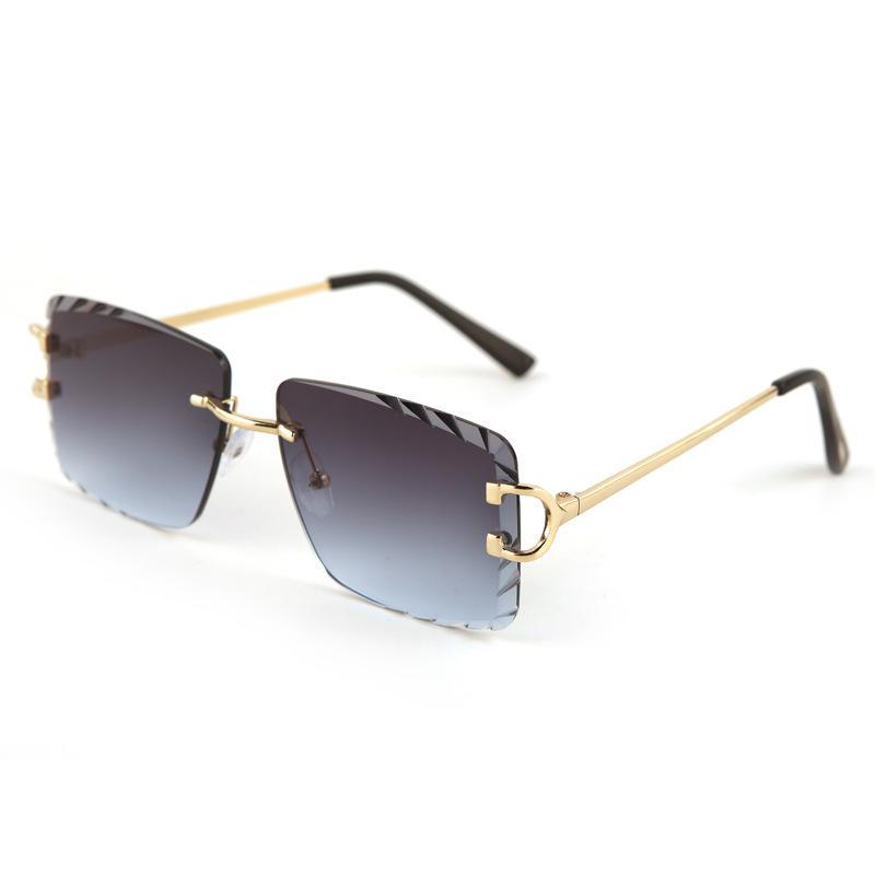 Fashion metal frameless trimmed sunglasses women's trend versatile street shot sun protection and UV protection sunglasses men