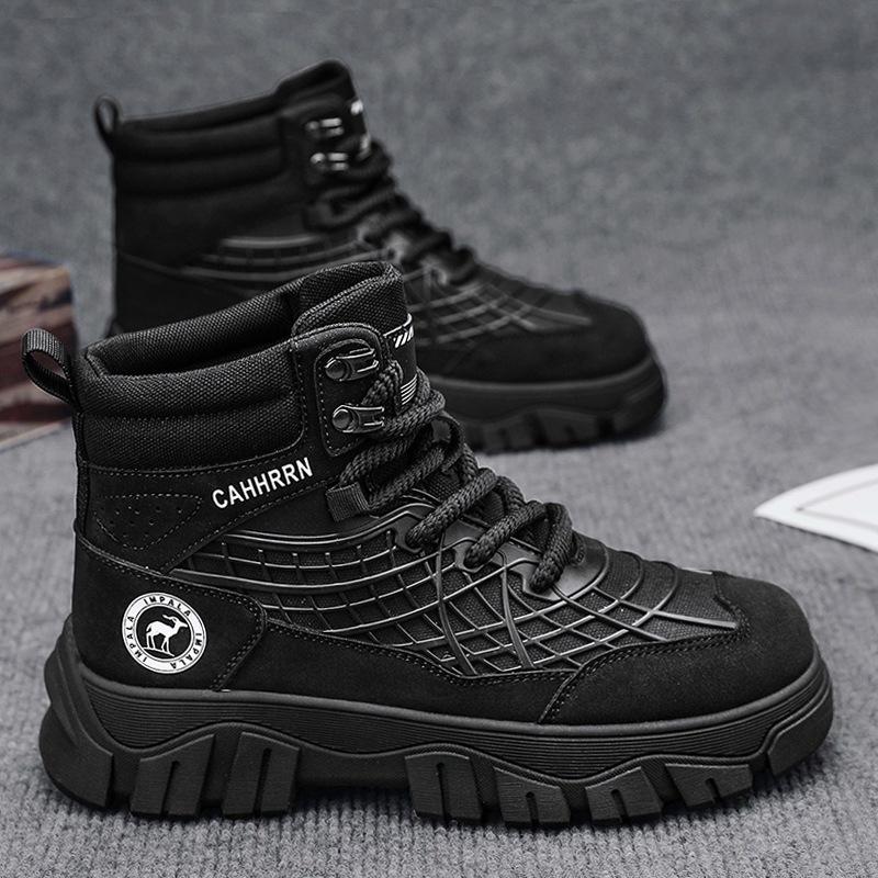 High-top men's shoes autumn trend leisure sports heightening rhubarb Martin boots men's 2024 new locomotive tooling boots