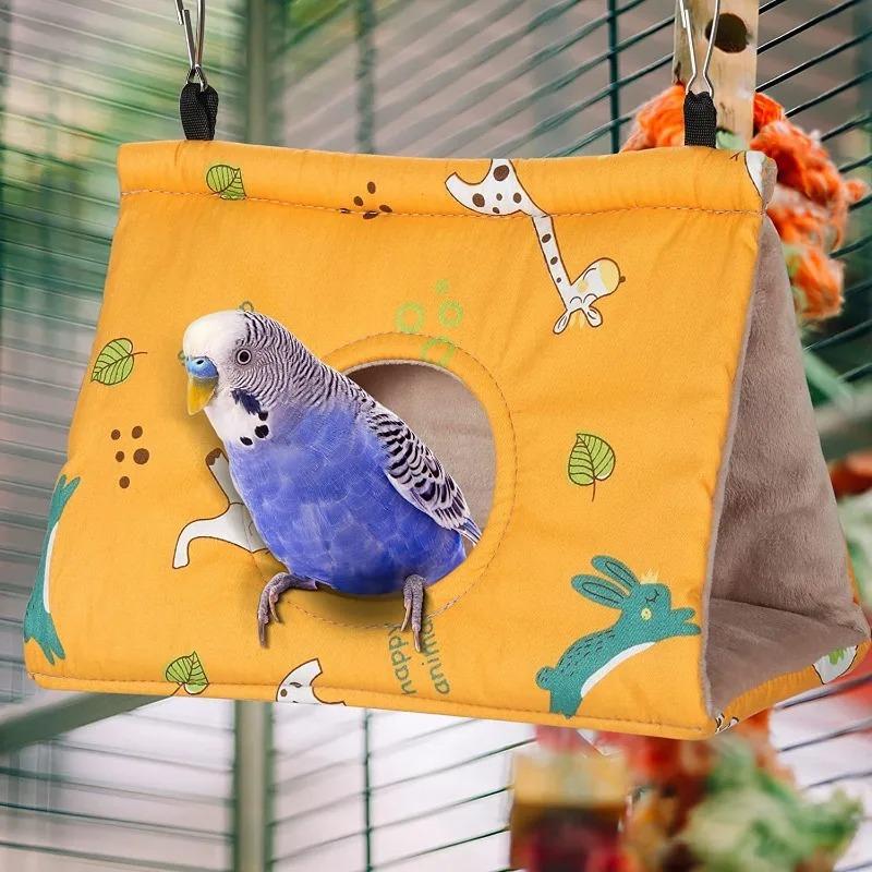 Papageiennest Baumwolle Verdickt Winternest Vogelaufhänger Papageiennest Vogelhaus Schlafnest Dreiecksnest Vogelnest mit Löchern