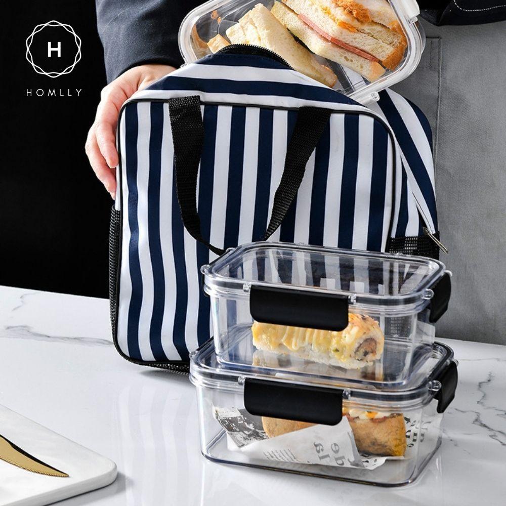 HOMLLY BPA-Free Air Tight Plastic Food Storage Container with Four-Latch Lid for Lunch, Meal Prep and Leftovers  ( X3 PCS)