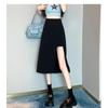 Irregularly Split Black Skirt Women's Summer Medium and Long A-shaped Skirt Safety Pants High Waist Short Skirt Skirt