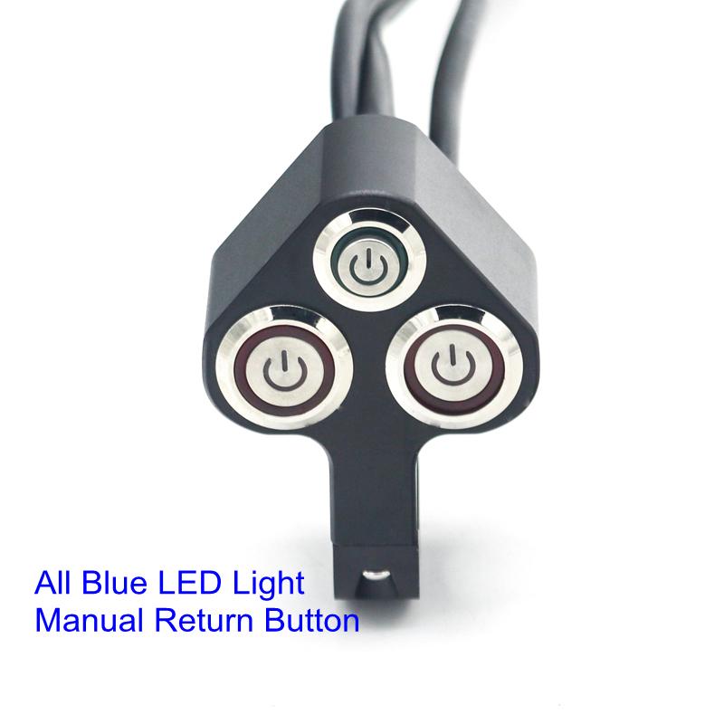 LMoDri Motorcycle Switch 7/8" Handlebar Mount Switches 12V On Off Light Fog Brake Switch 3 Button In 1 Aluminum Alloy With