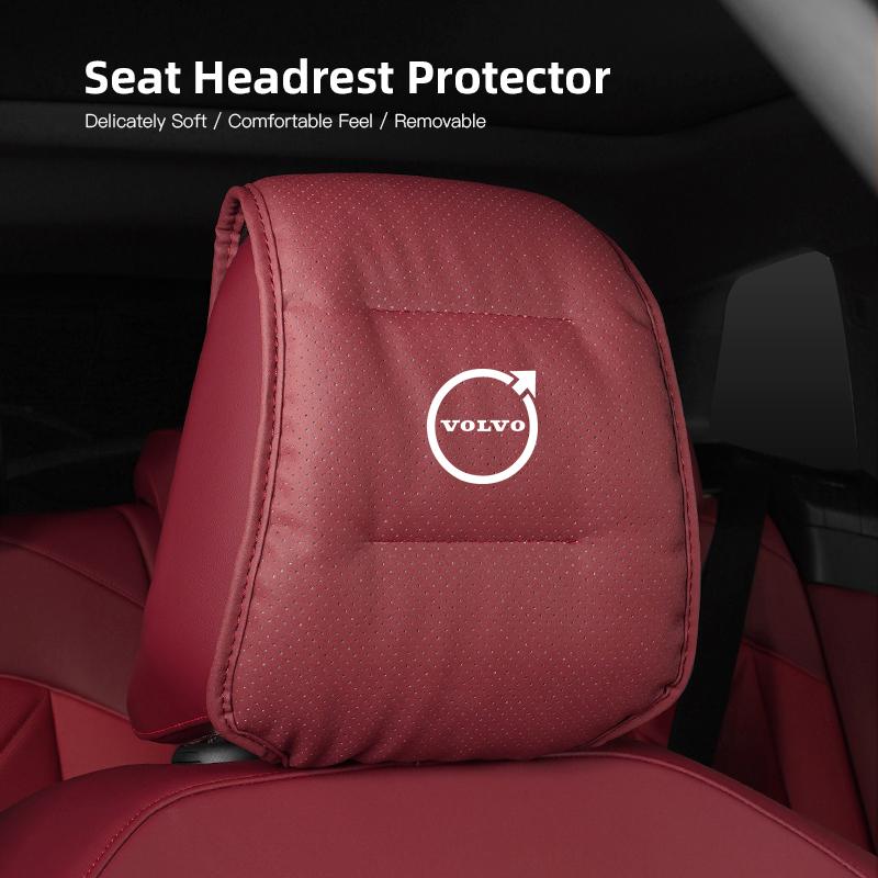 Leather Car Pillowcase Car Accessories Headrest Cover For Volvo V60 V40 XC90 S60 C30 V70 S90 Anti Fouling Decoration Pillowcase FF1