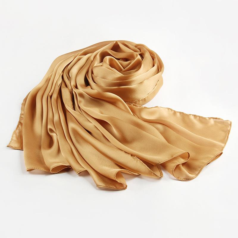 Luxury Brand Summer Solid Pure Silk Scarf Women Long Large Size Soft Wrap and Shawls Bandana Beach Hijab Head Female Foulard