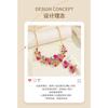 Flower necklace earrings suit colorful crystal gemstone jewelry