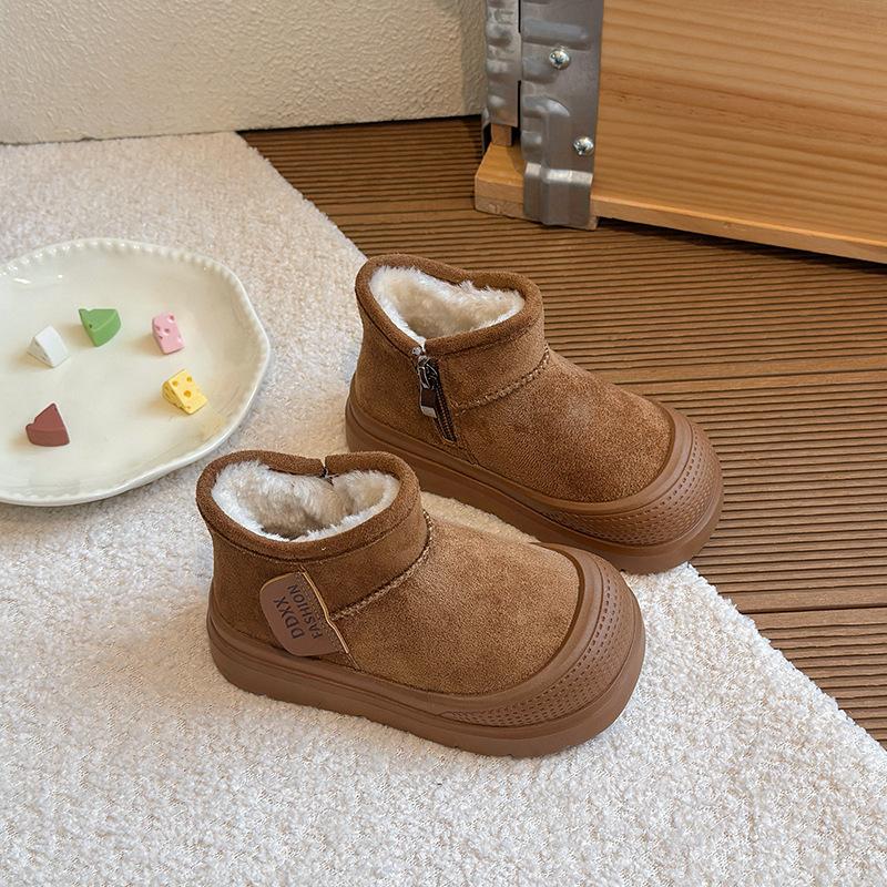 Children's snow boots, new winter models, boys' shoes with plush lining and thickened Birkenstock cotton boots, warm shoes, girls' large cotton