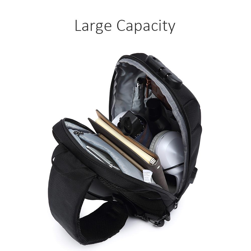 Pánská voděodolná taška přes rameno USB Oxford Crossbody proti krádeži Multifunkční krátká cestovní taška na hrudi pro muže