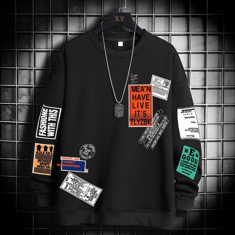 Men's T-shirt Long-sleeved Youth Trend Loose Round Neck Sweater