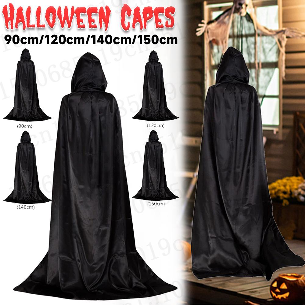 Unisex Black Hooded Cloak Witch Cosplay Accessories Costumes Masquerade Family Celebration Decor Halloween Party Cosplay Costume