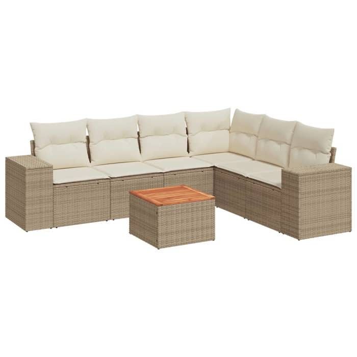 VidaXL Garden Lounge Set with Cushions 7 Pcs Beige Braided Resin 3225463