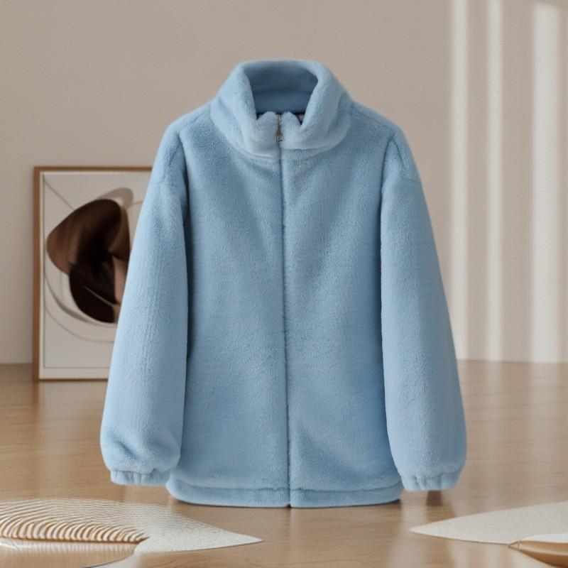 Furry Cotton Padded Jacket for Women Autumn Winter Warm Coat Korean Style Thick Outerwear