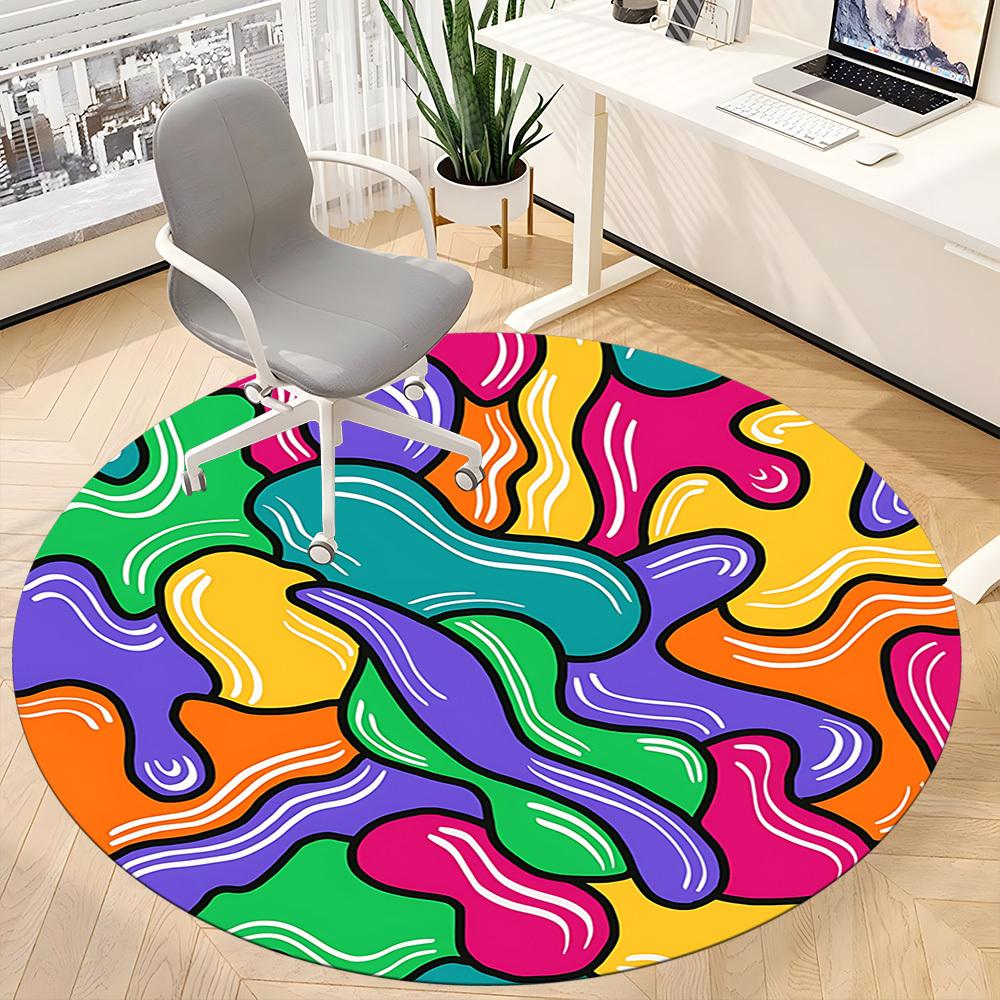 1pc Abstract Colors Office Round Area Rug,  Mat Suitable ForOffice, Under Office Chairs Bedroom Living Room Home Decor, Room Deco