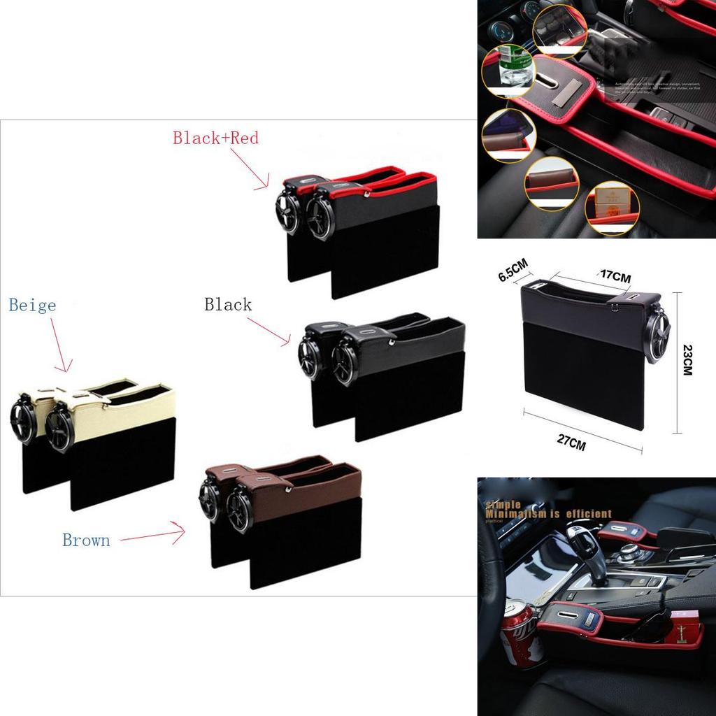 Durable Pu Leather Car Seat Storage Box Stylish Coin Collector For Everyday Use